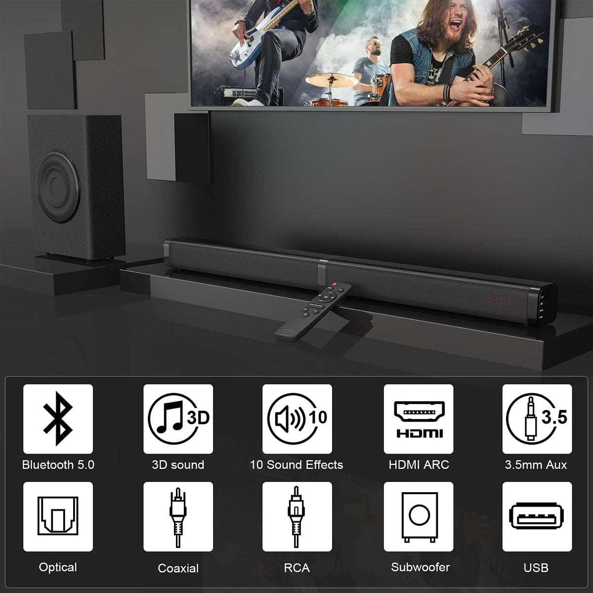 Sound Bars for TV with Subwoofer, 2.1 Channel N49539
