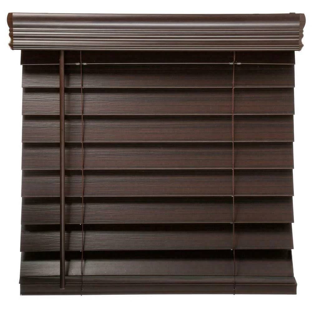 Espresso Faux Wood Blind Cordless Room Darkening Window Shade U416689