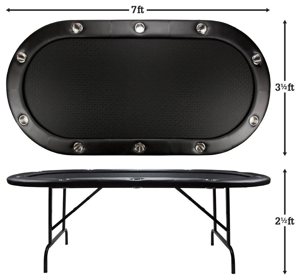 Black Suited Speed Cloth Poker Table with Folding Legs 84 x 42 inch G801769