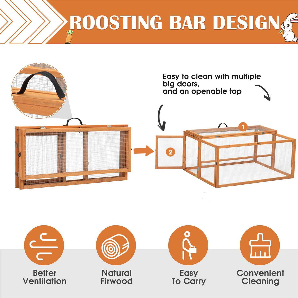 Chicken Coop & Roosting Bar Small Pet Hutch M9379