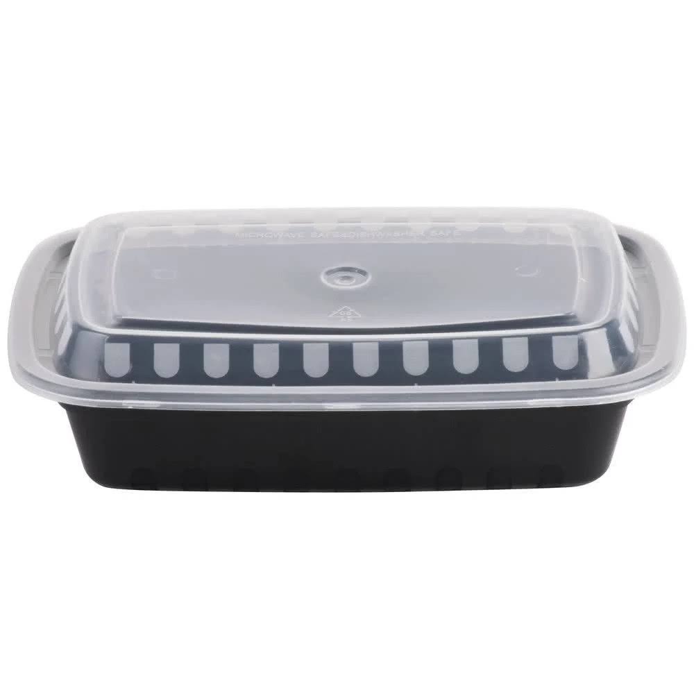 24 oz Black Microwavable Food Container with Lid F842871