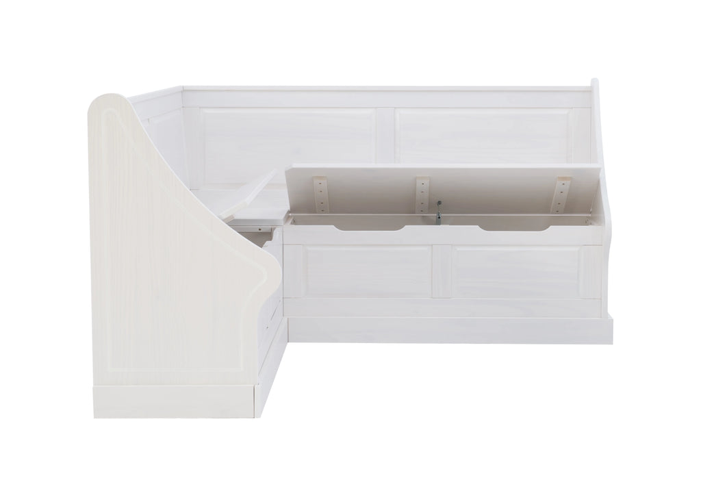 White Wood Corner Dining Bench with Storage H950604