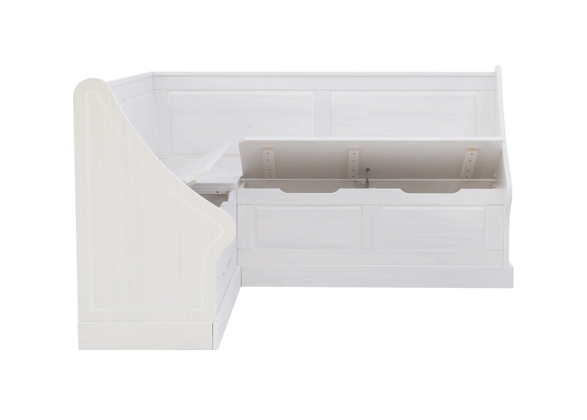 White Wood Corner Dining Bench with Storage H950604