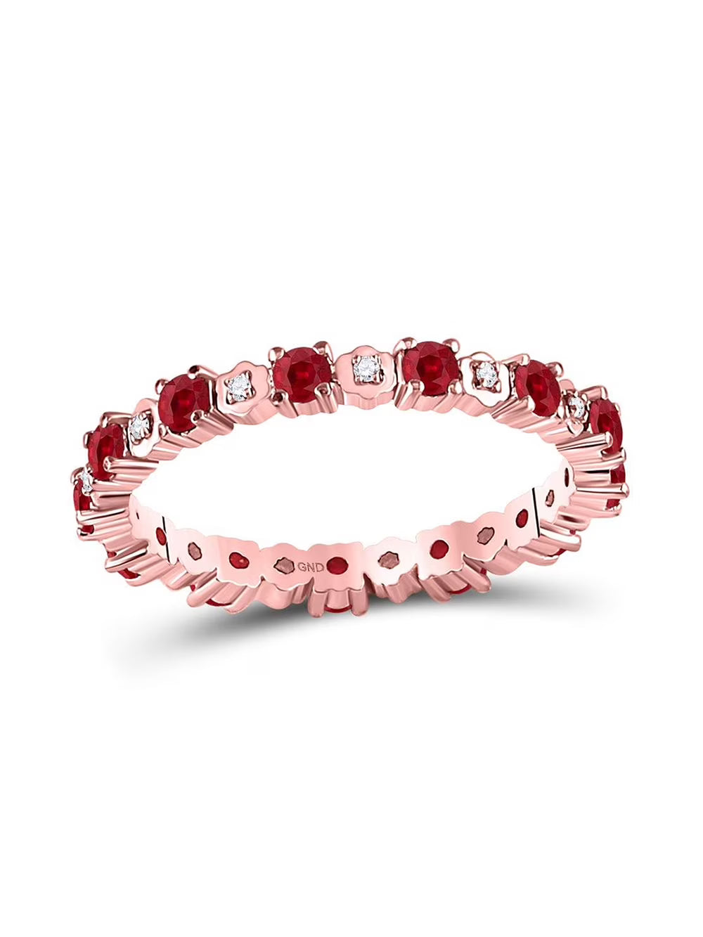 Rose Gold Ruby Diamond Eternity Stackable Band Ring D770018