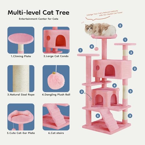 Dark Grey Multi-Level Cat Tree with 2 Condos and Scratching Posts X7046