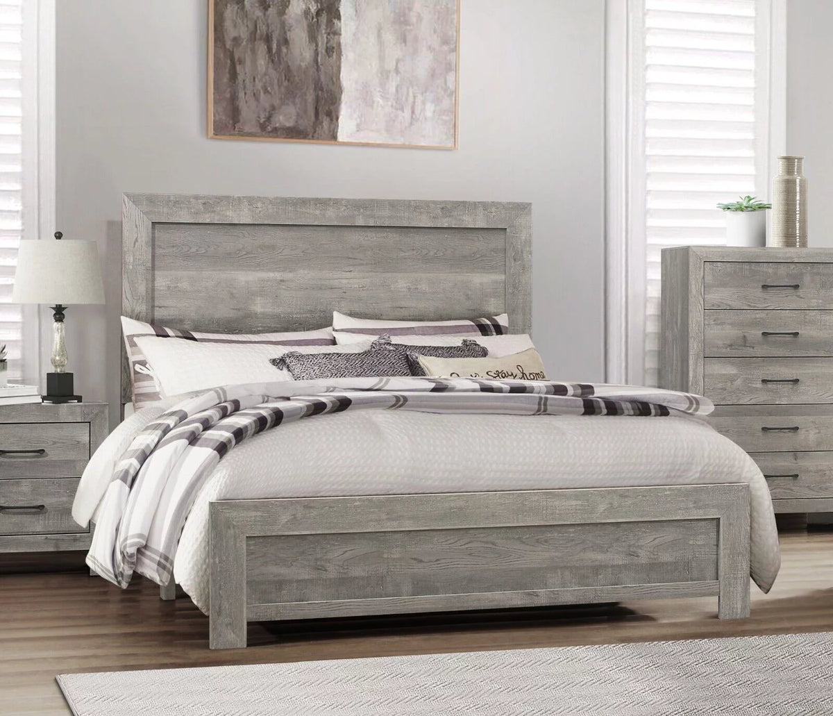 California King Size Bed and 2 Nightstands 3pc Set H9266