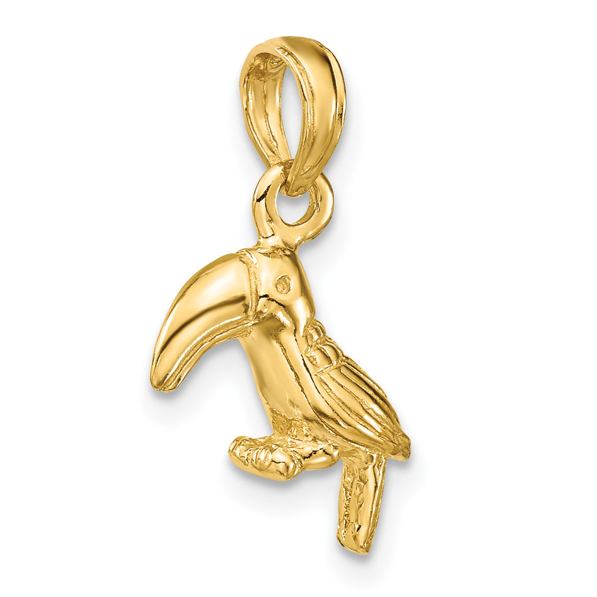 10K Yellow Gold Toucan Bird Pendant Charm with Rope Chain Necklace 16'' L2701