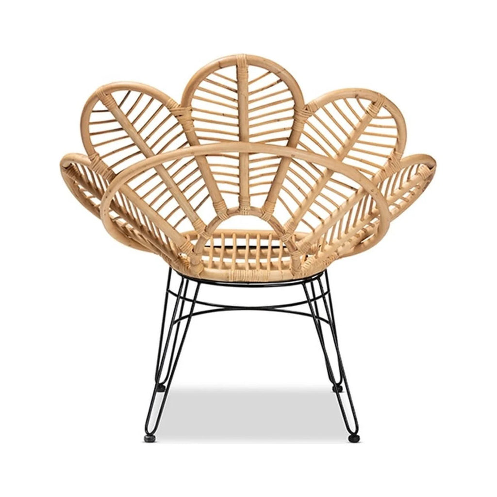 Natural Brown Rattan and Black Metal Accent Chair N6790