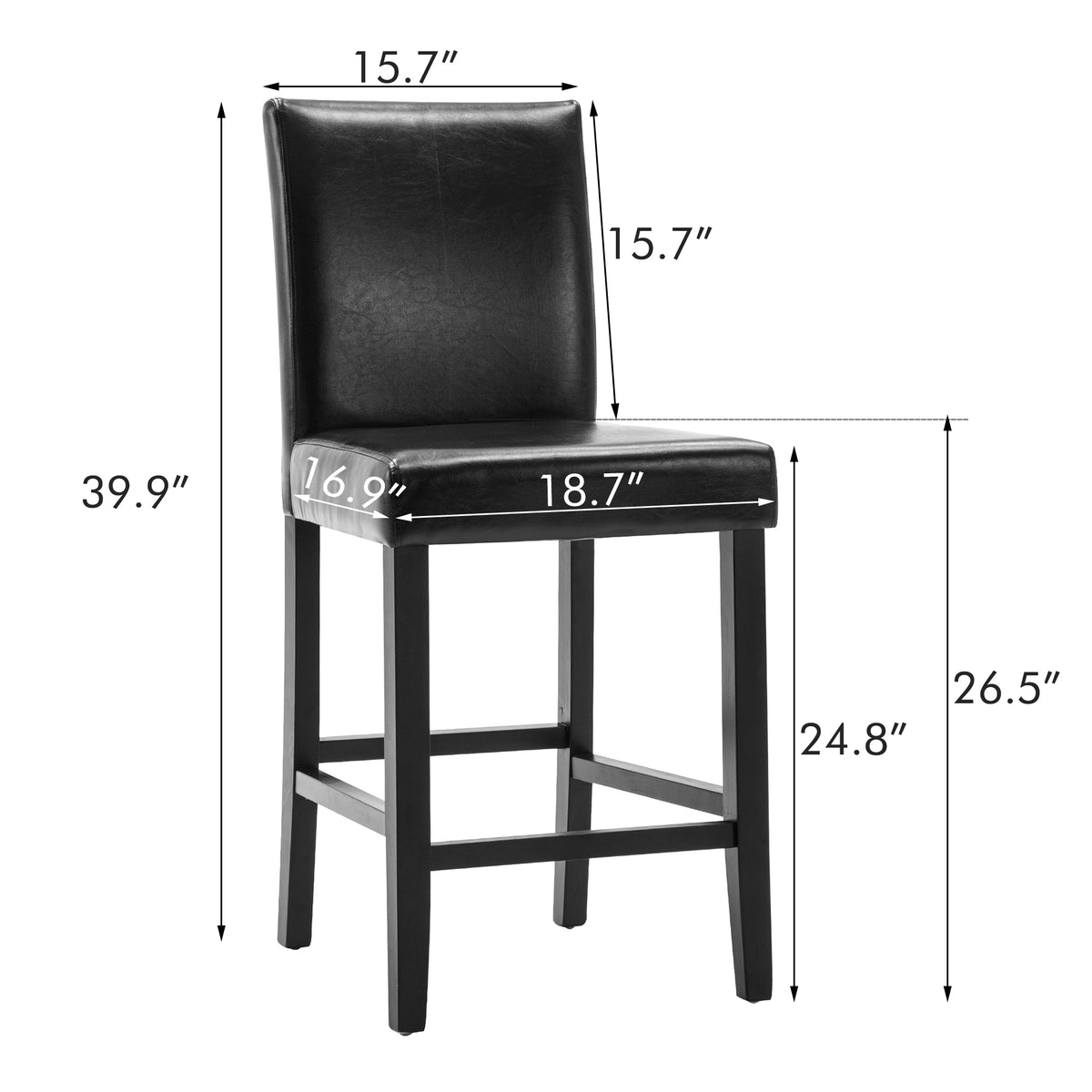 Black PU Leather Bar Stools, Set of 2 V988070