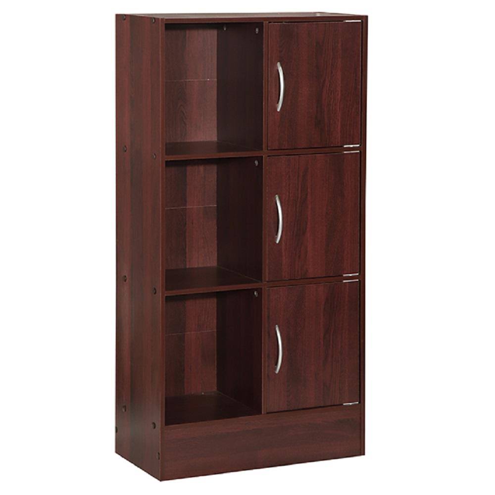 Mahogany 3-Door 6-Shelf Wooden Bookcase L417140