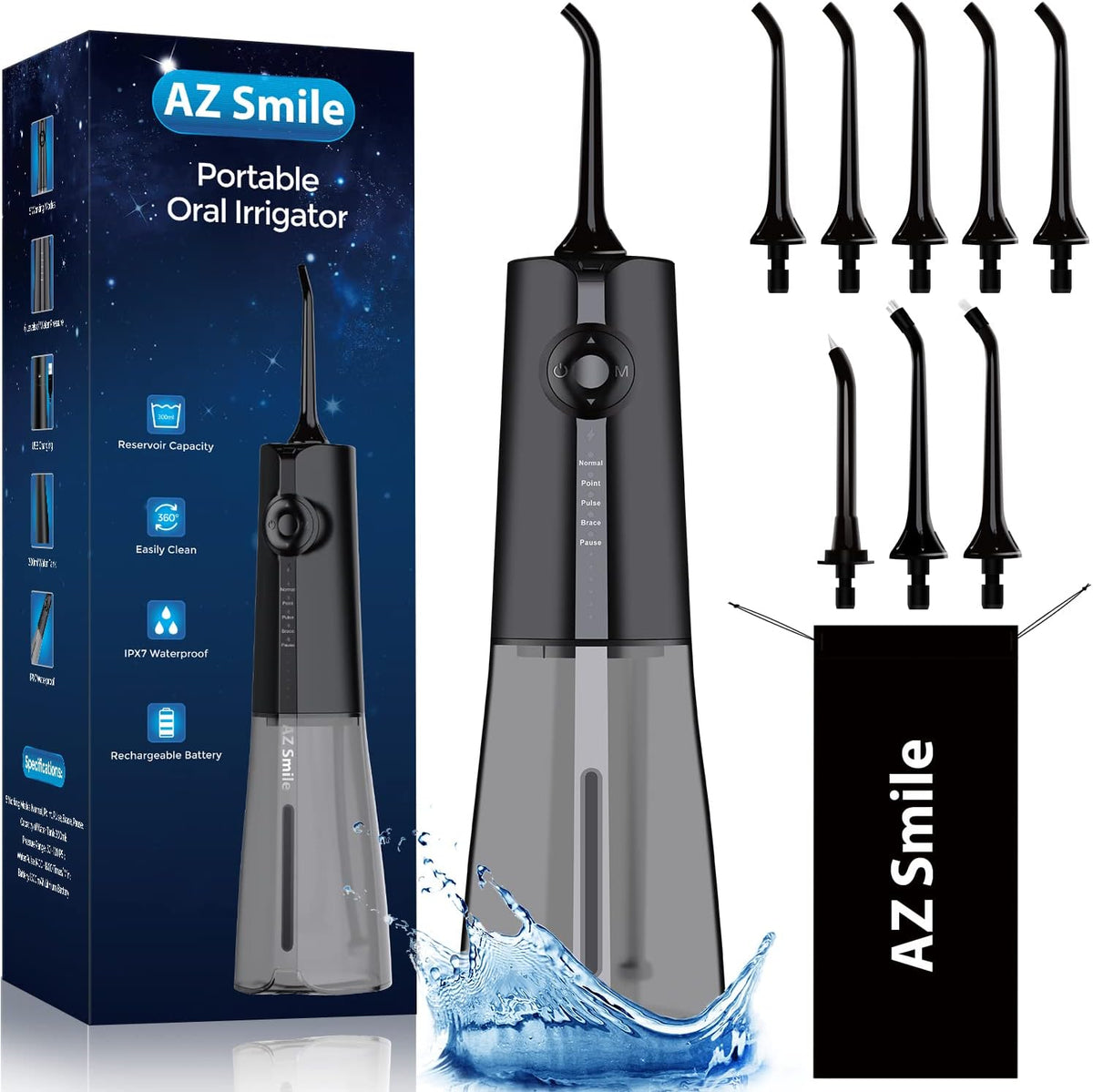 Cordless Water Flosser with 8 Tips and Travel Bag K9141