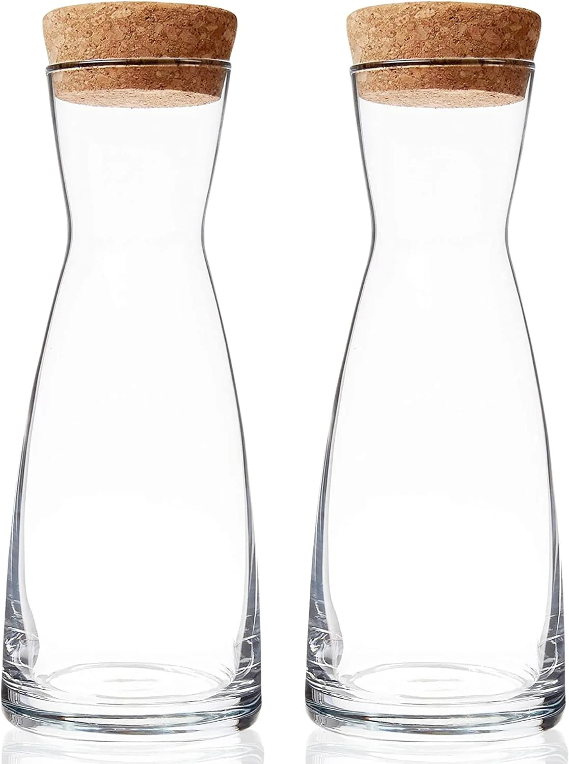 Set Of 2 Glass Carafe With Cork Lid, 36.5 Oz F5901