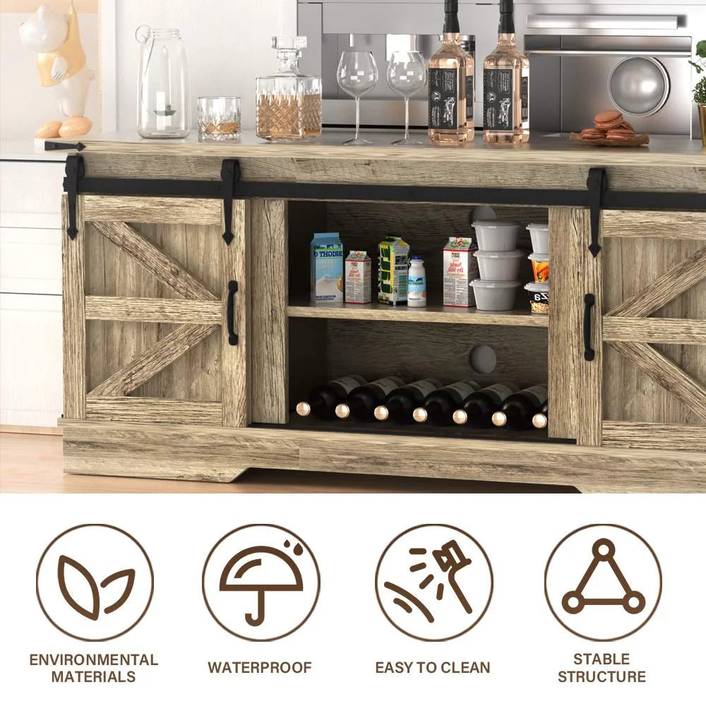 Grey Farmhouse TV Stand with Storage Y3051