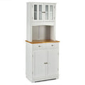 Buffet and Hutch Kitchen Storage Cabinet with Microwave Stand and Storage Shelves O131