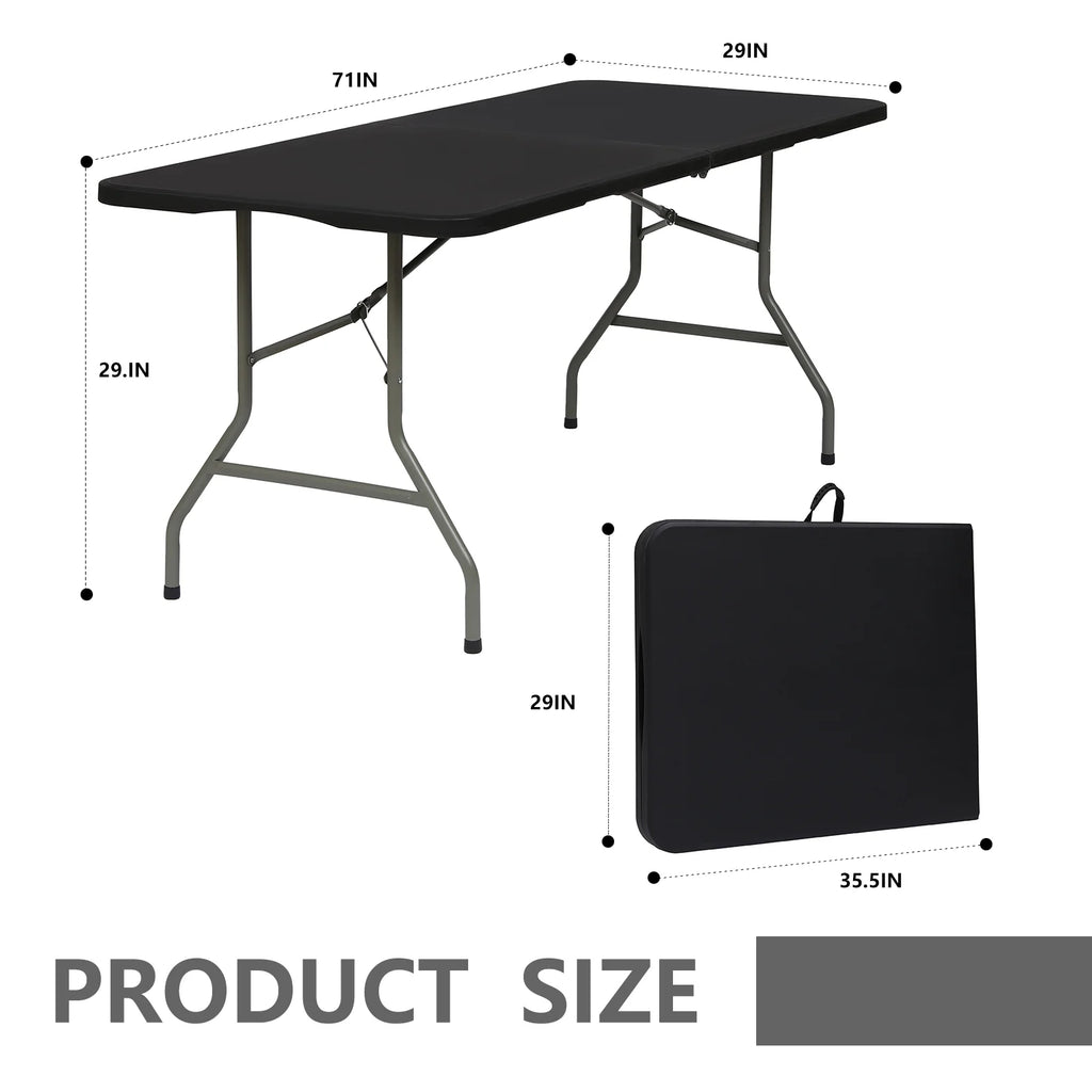 6ft Black Folding Plastic Table H221947