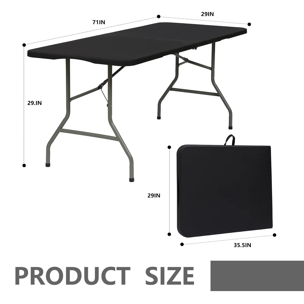 6ft Black Folding Plastic Table H221947