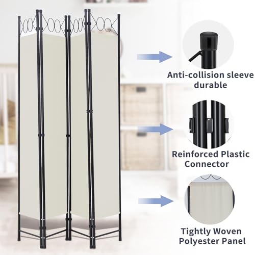 Blue 4 Panel 6FT Room Divider with Steel Frame P2484