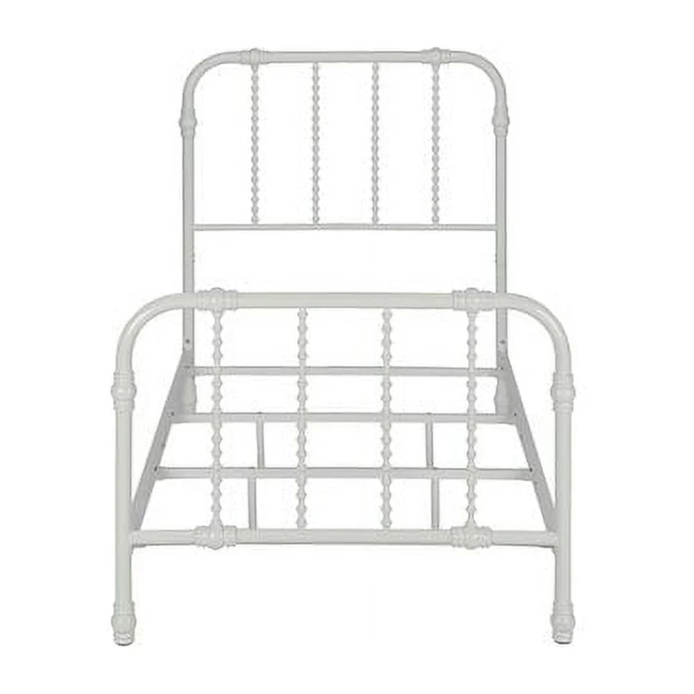 White Twin Metal Bed Frame with Headboard Z9982