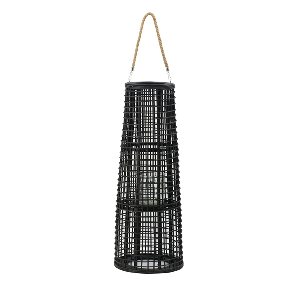 Black Tapered Candle Lantern with Handle O4593