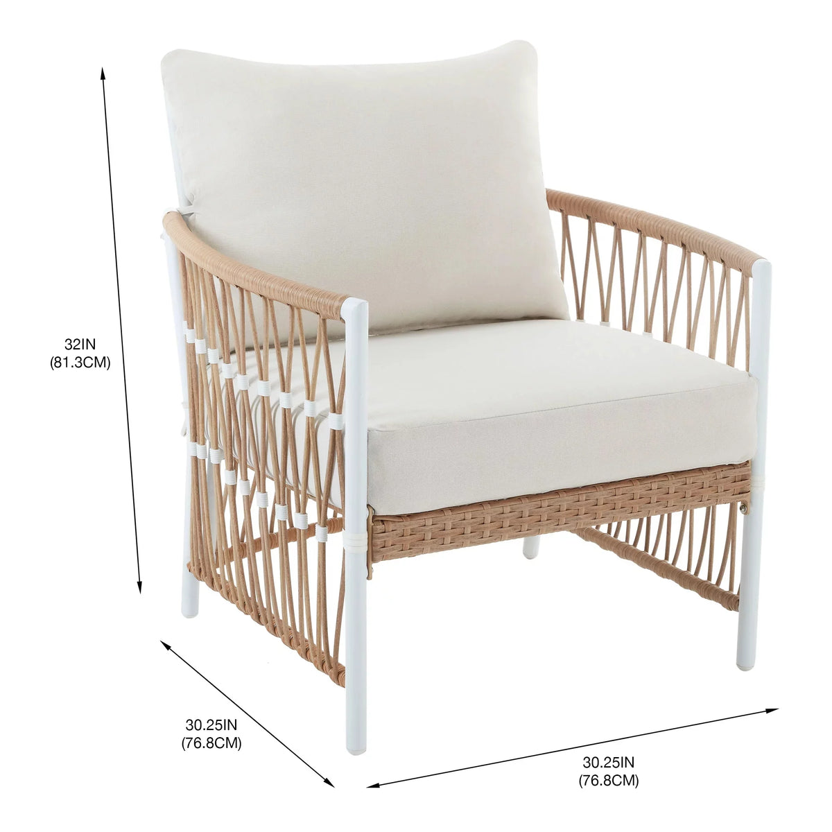 2-Pack White Outdoor Wicker Lounge Chair L8643