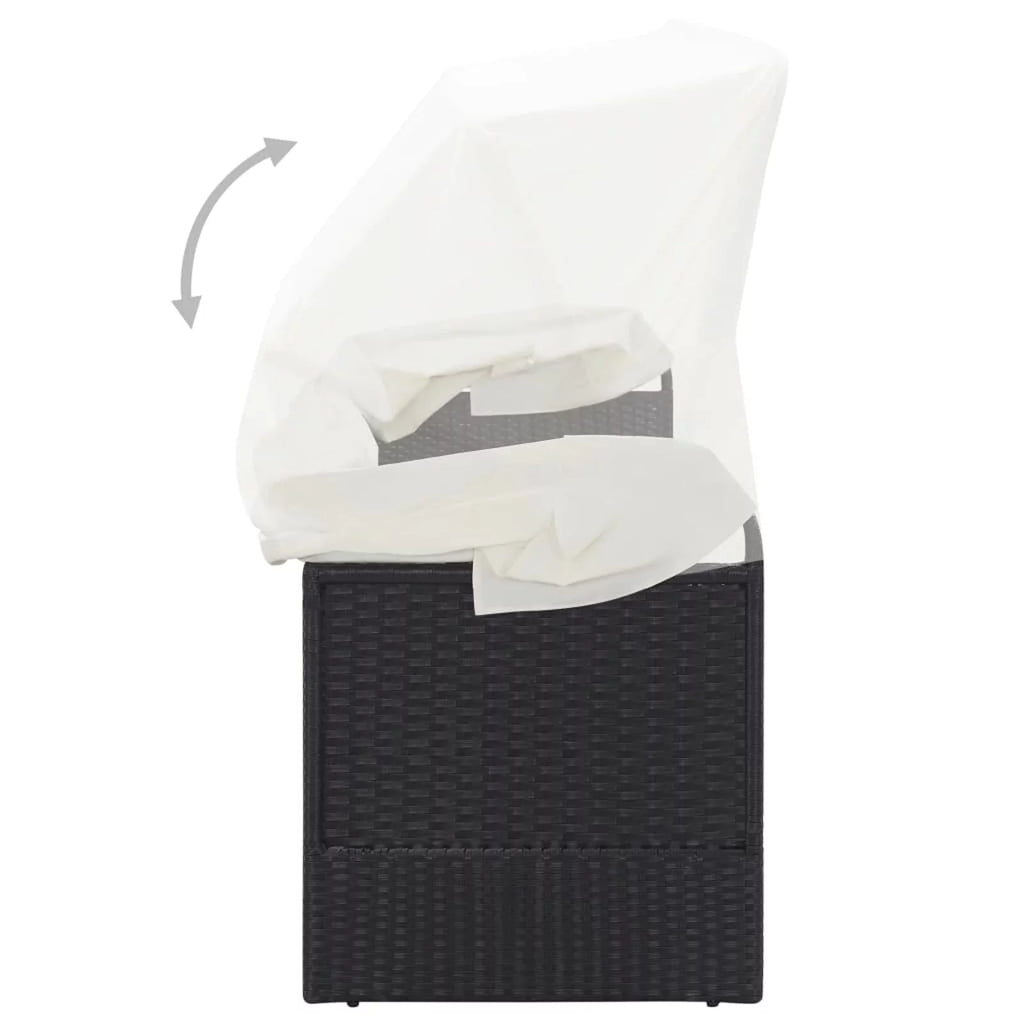 Adjustable Sun Lounger with Canopy and Cushion T150050