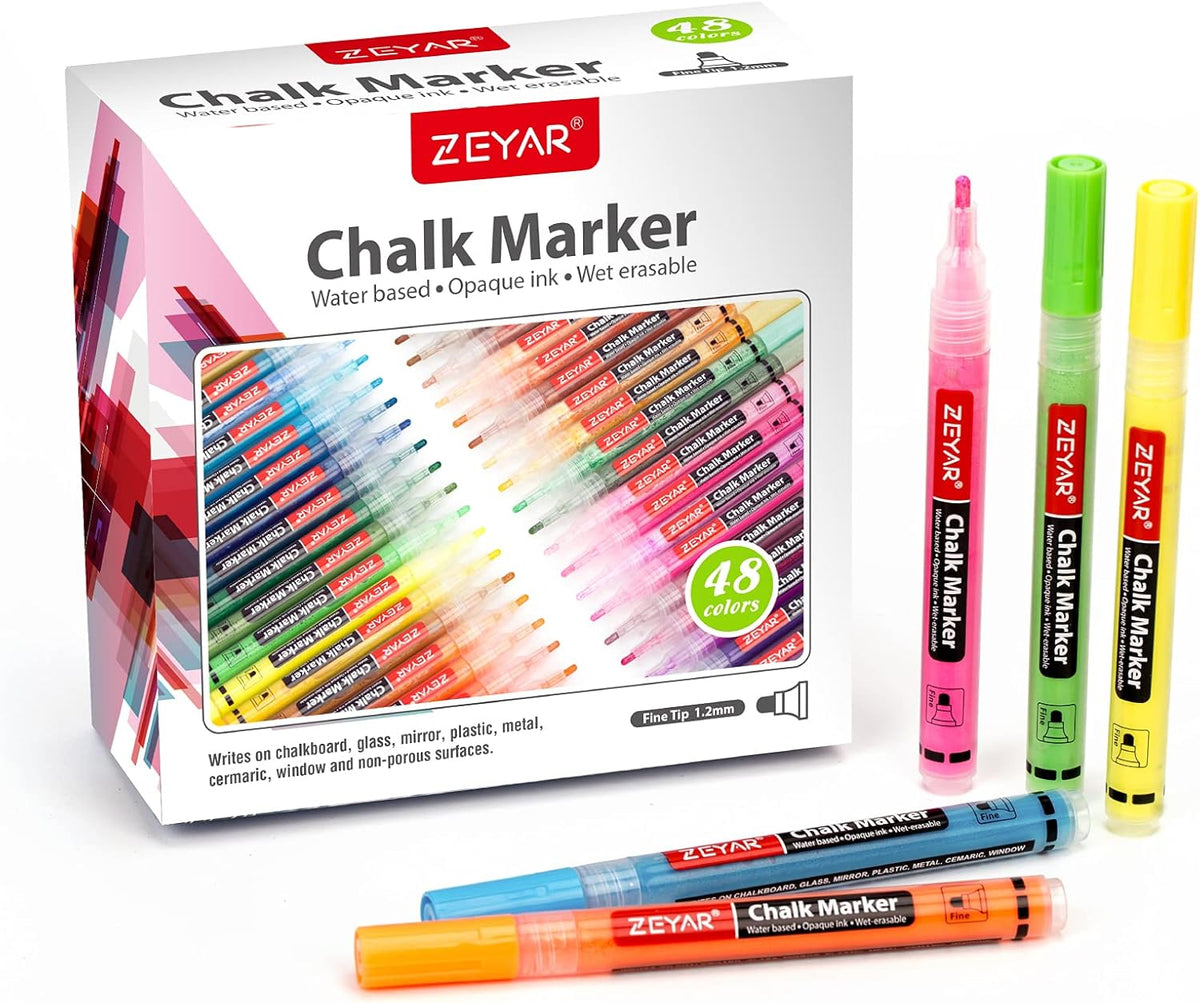 Liquid Chalk Marker, Fine Tip, Water-Based Opaque Ink, Pack of 2 N72301