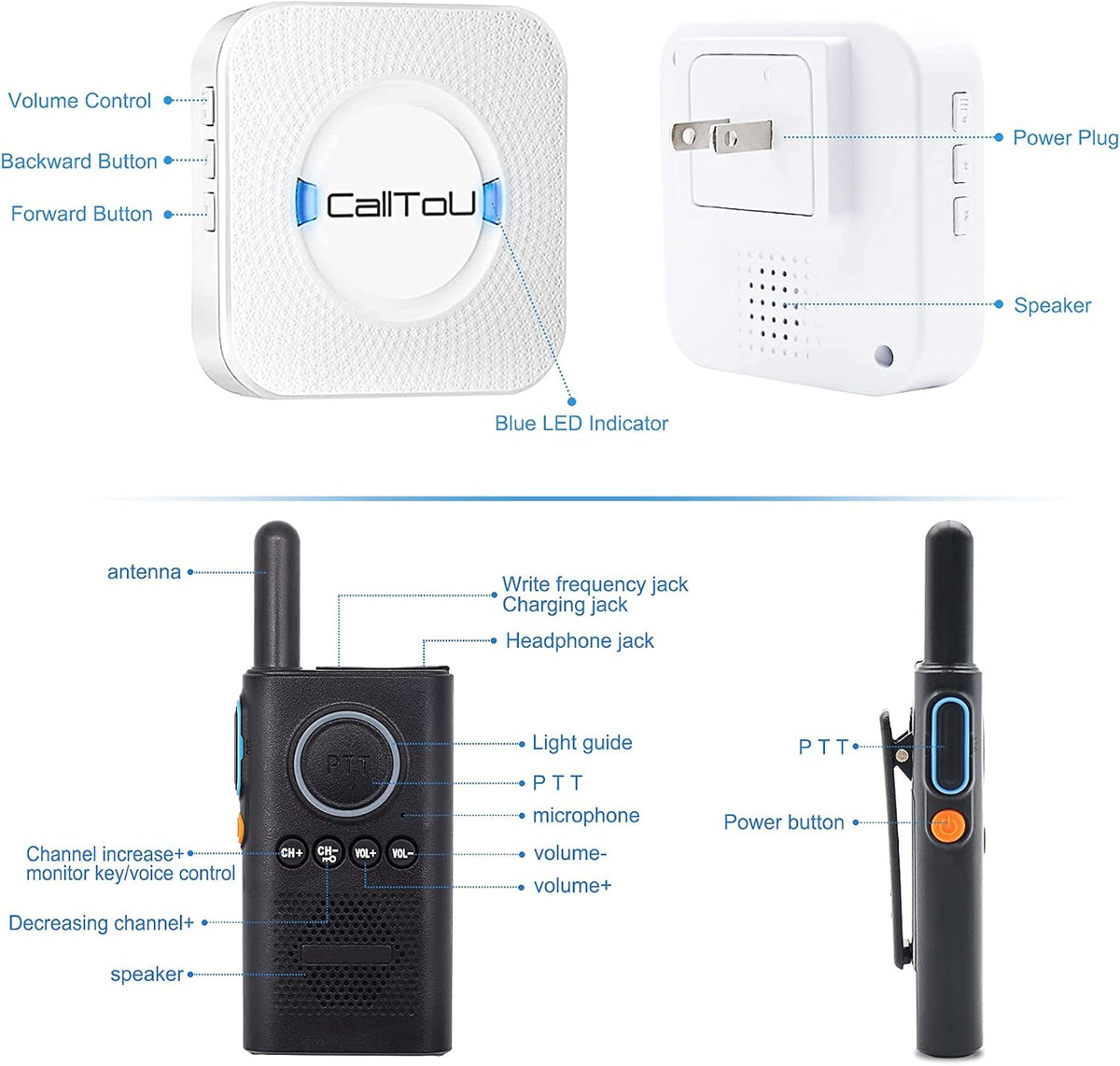 Wireless Call Button Alert System with 2 Way Radio X3818