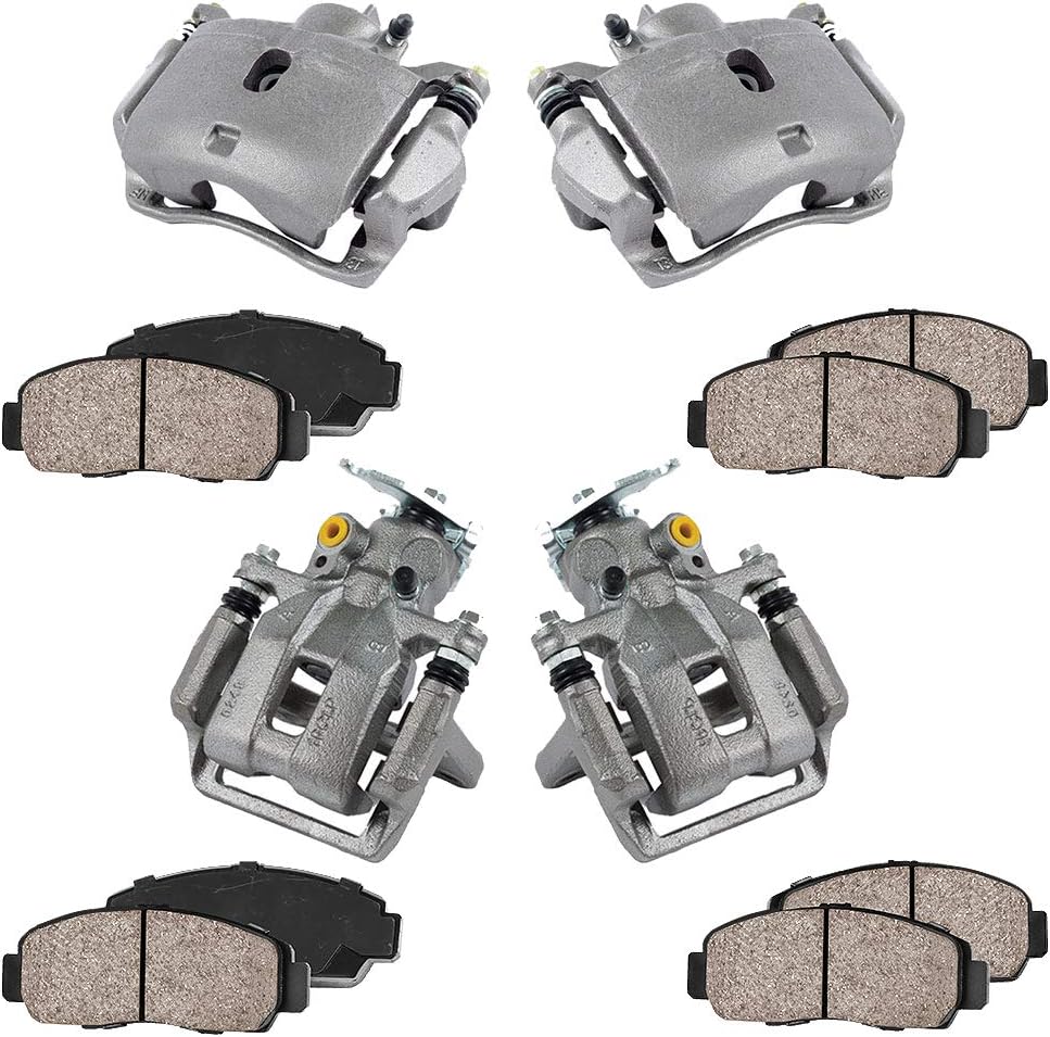 FRONT + REAR [4] Loaded OE Calipers + Ceramic Brake Pads Kit J85198
