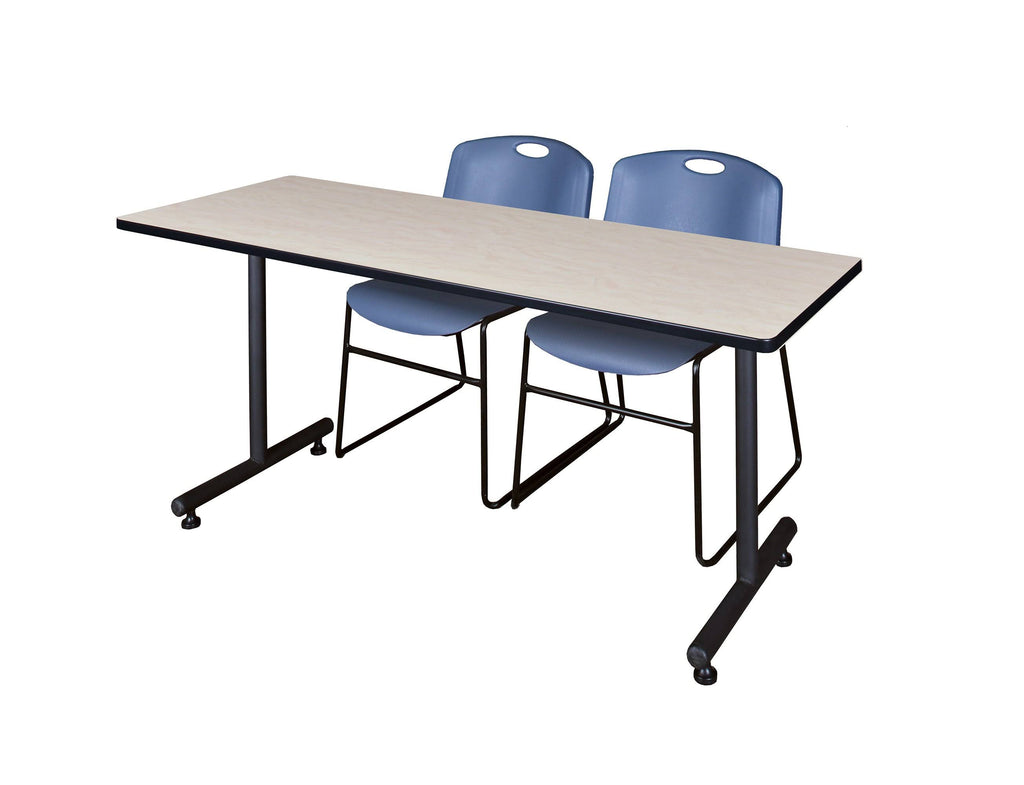 Maple Training Table with 2 Blue Stack Chairs L6623