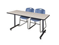 Maple Training Table with 2 Blue Stack Chairs L6623