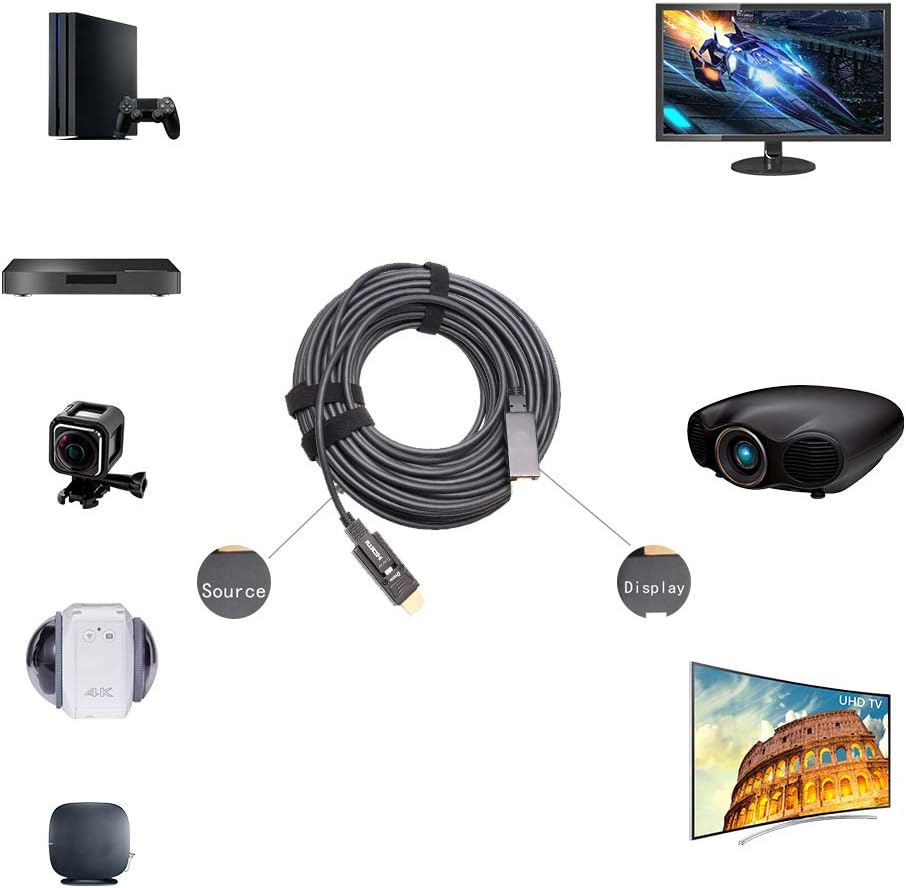 50-Meter Fiber Optic HDMI Cable 4K 60Hz 18Gbps Black J554