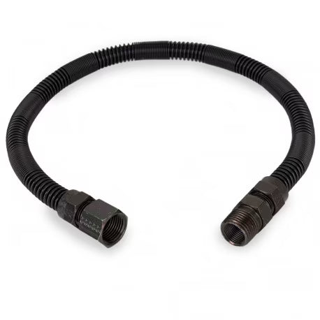 24" Black Stainless Steel Gas Fireplace Connector, 1/2" MIP x 1/2" FIP, 3/8" ID N31112
