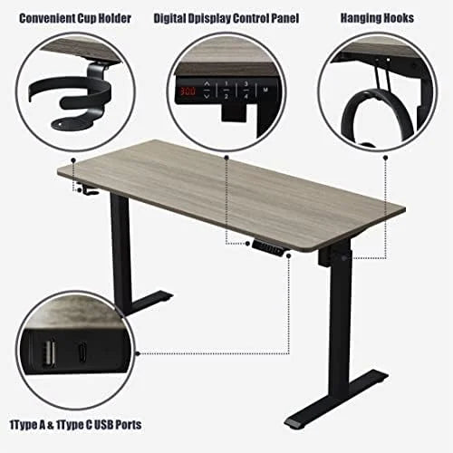Electric Height Adjustable Standing Desk 55" Grey Oak K153