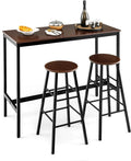 3-Piece Counter Height Table Set with 2 Round Stools Black F722474