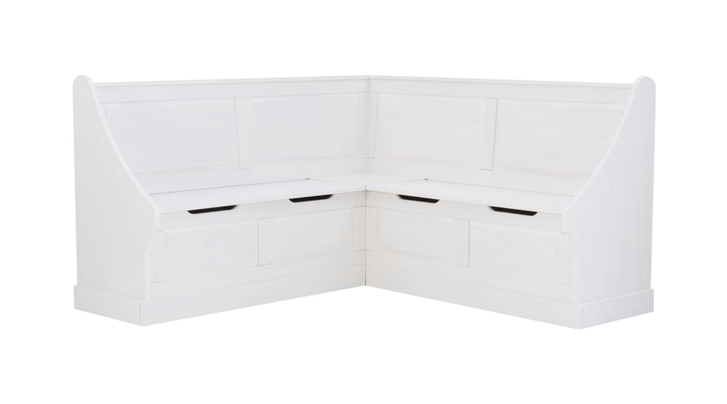 White Wood Corner Dining Bench with Storage H950604