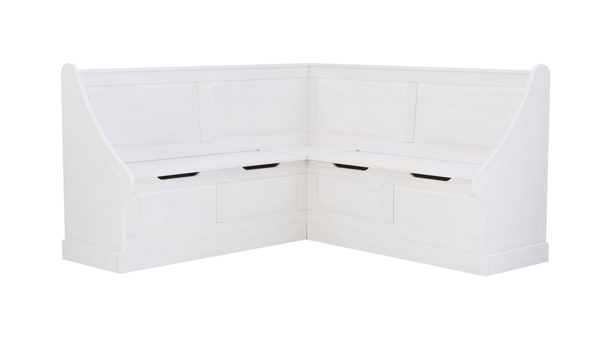 White Wood Corner Dining Bench with Storage H950604