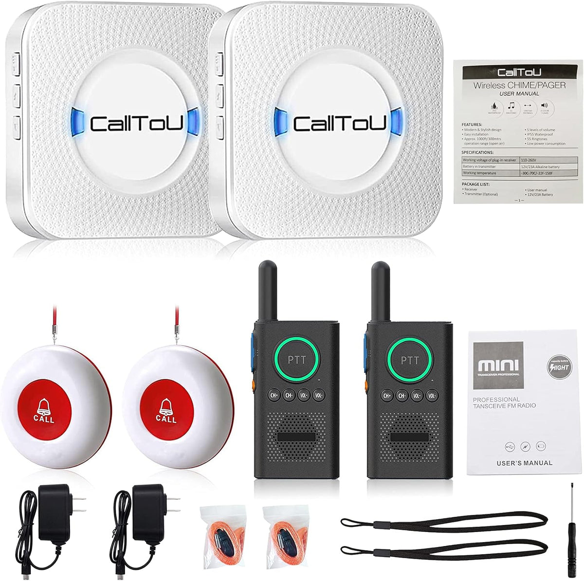 Wireless Call Button Alert System with 2 Way Radio X3818