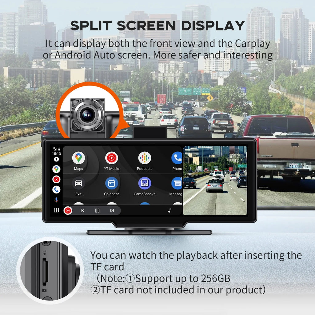 Wireless Apple Carplay Android Auto Car Stereo 10.26 Touch Screen 2.5K Dash Cam E4985