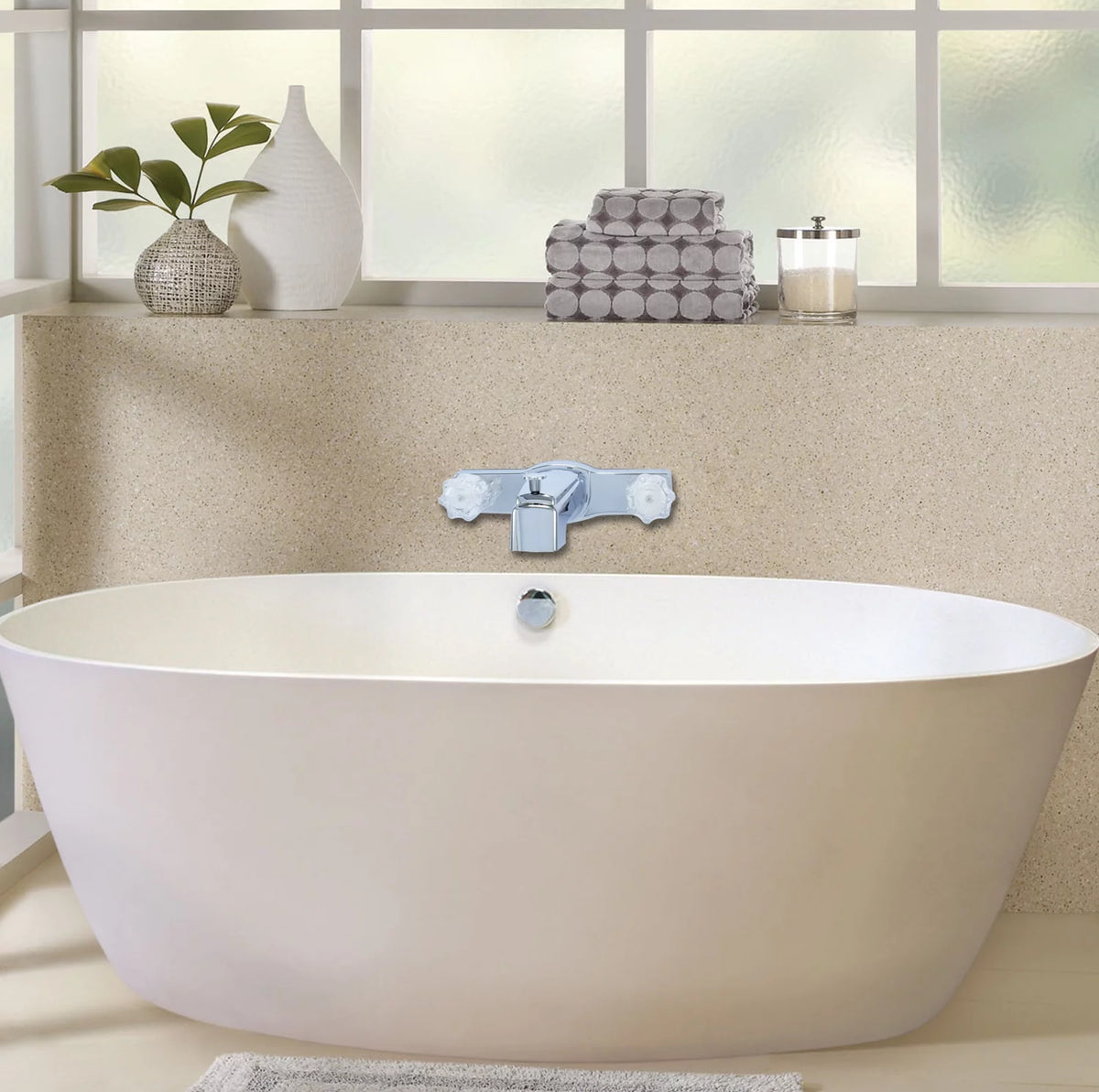 Chrome Plating Over ABS Plastic Double Handle Bath Faucet Tub Spout Q578