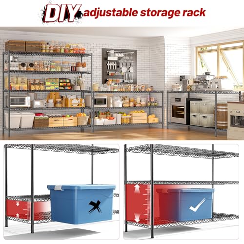 55.5" W 5 Tier Metal Shelving Unit W6133