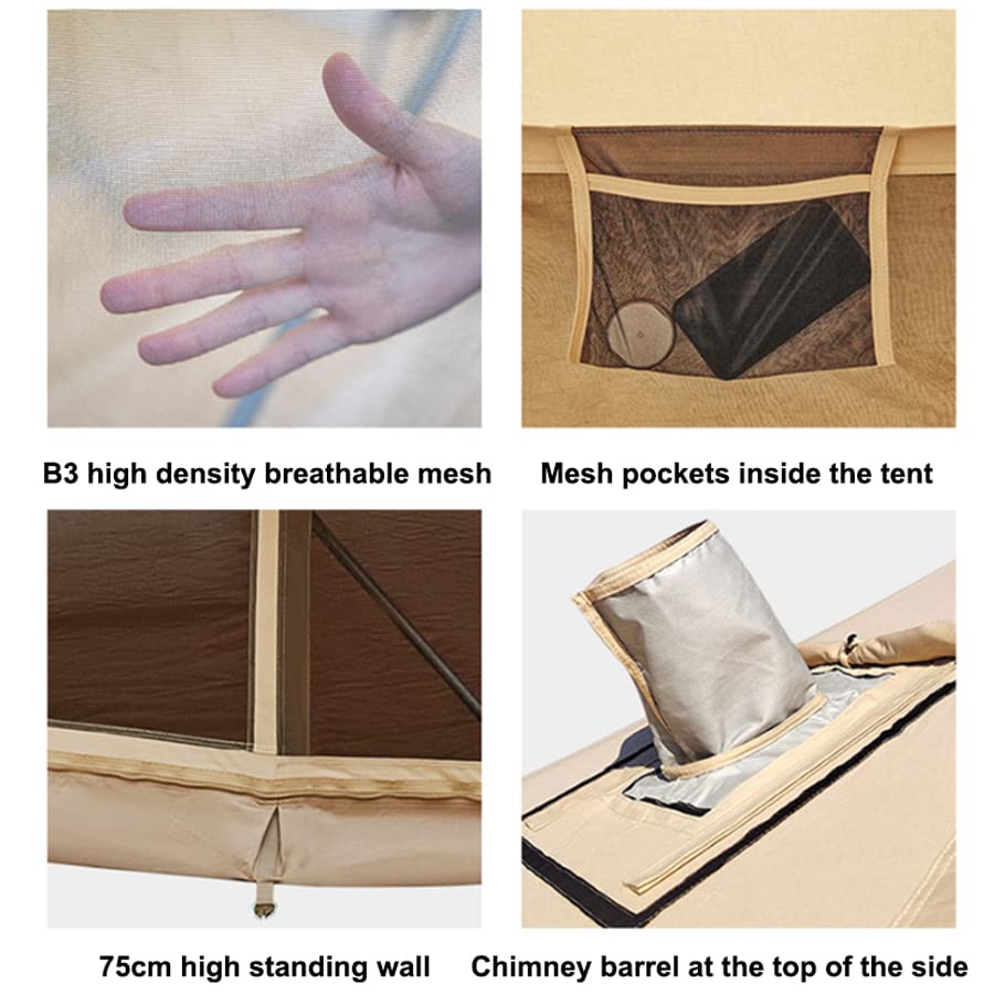 Canvas Bell Tent with Stove Jack, 4 Season Waterproof Tent V101