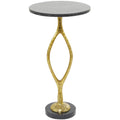 Gold Aluminum Accent Table with Black Marble Base Q64240