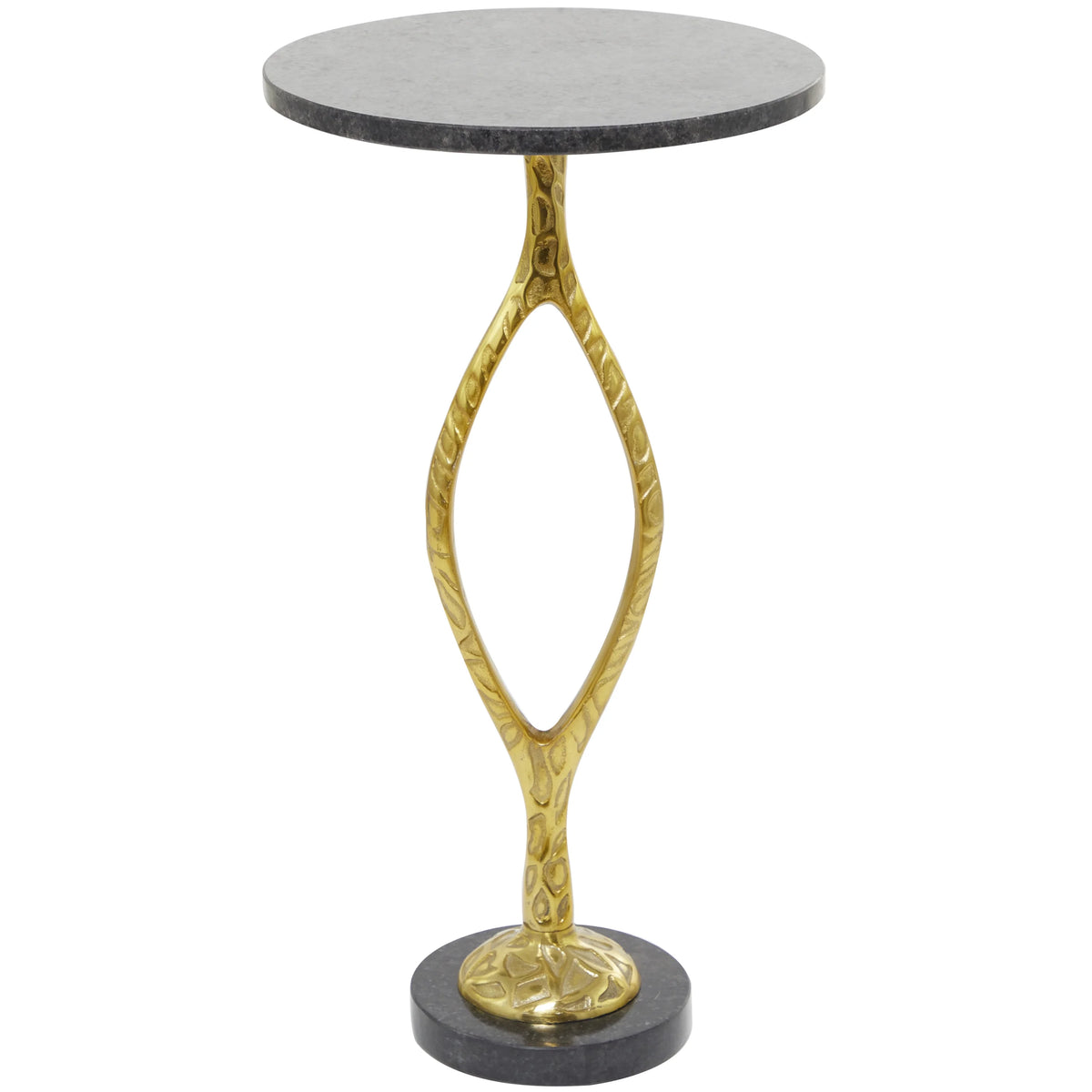 Gold Aluminum Accent Table with Black Marble Base Q64240