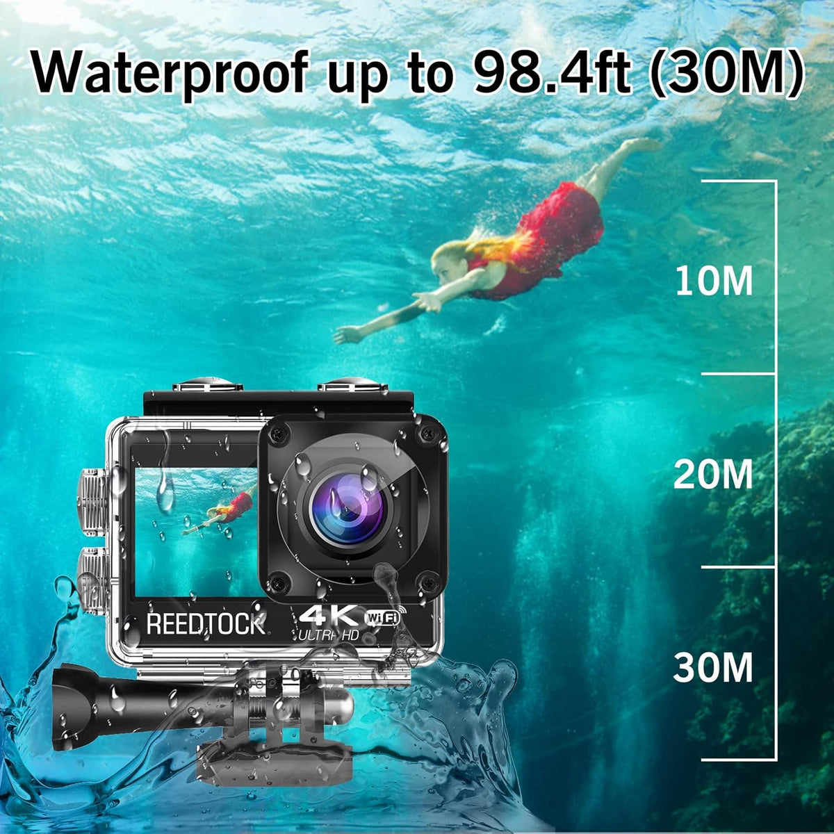 Action Camera 4K 24MP 2.0 Touch LCD Dual Screen Waterproof Sports Video Recorder 2 Batteries Accessories Kit Pack of 2 S55928