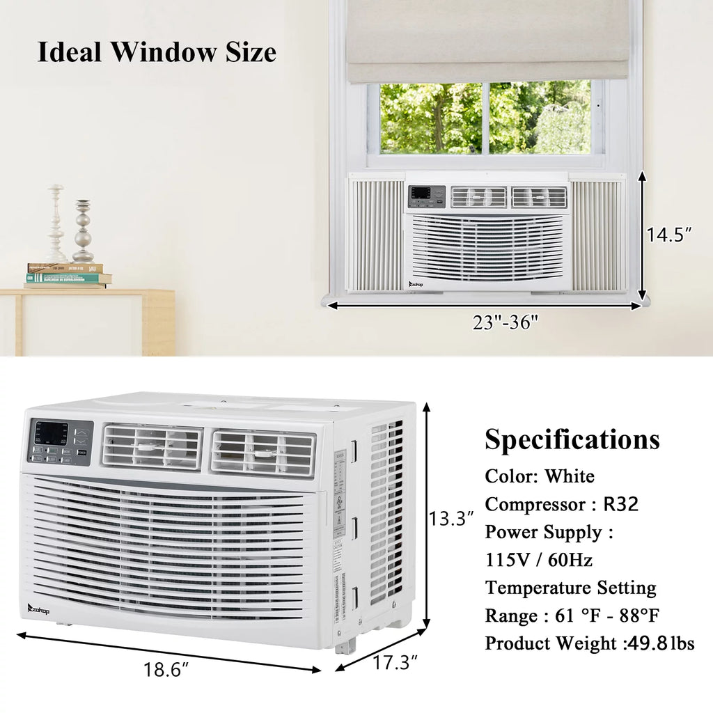 10,000 BTU 115V Window-Mounted Compact Air Conditioner with Remote Control, White H502