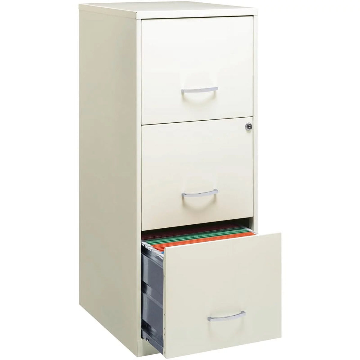 White 3 Drawer Metal File Cabinet with Lock T255