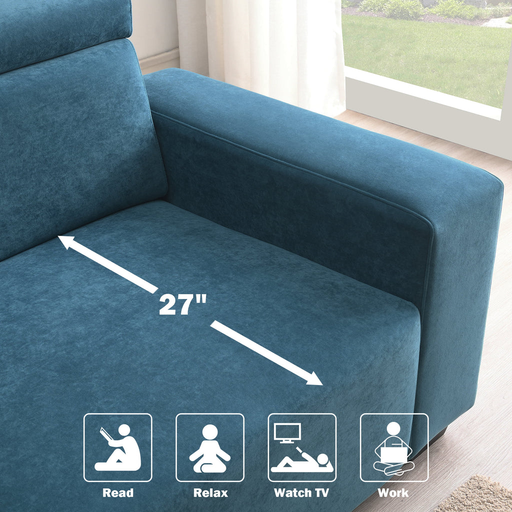 2-Seater Velvet Sectional Sofa with Adjustable Headrest L701788