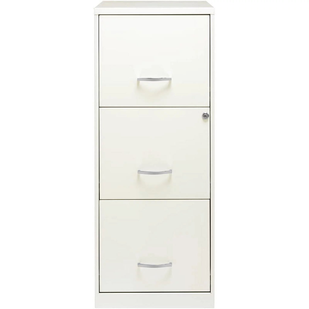 White 3 Drawer Metal File Cabinet with Lock T255