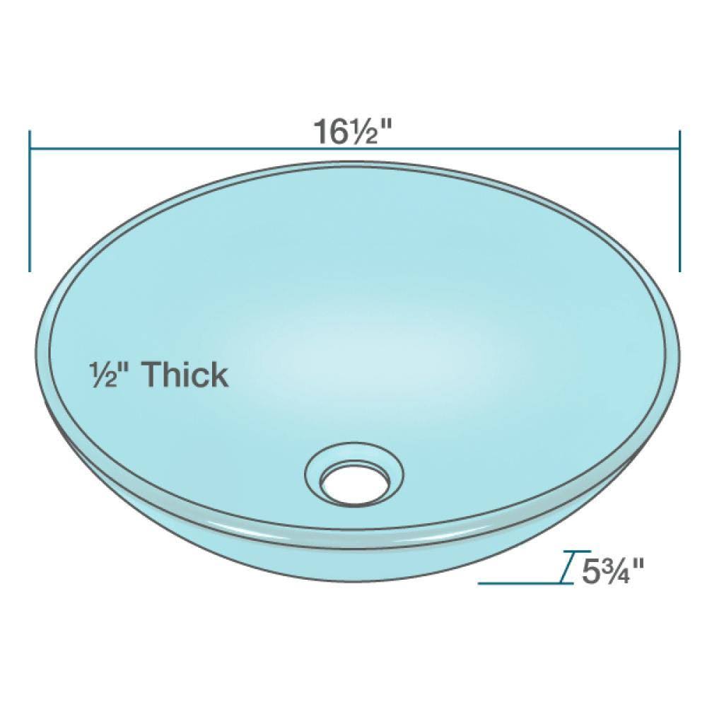 16-1/2x22 Glass Vessel Bathroom Sink with Vessel Faucet Cerulean Brushed N8423