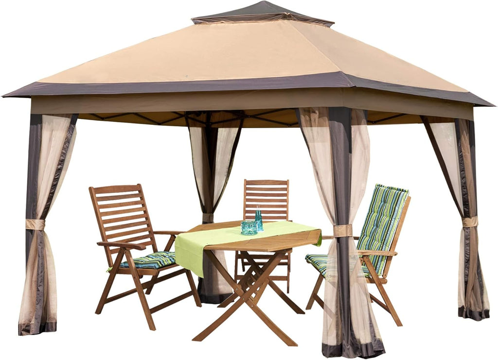 11x11 Grey Outdoor Pop up Gazebo with Mosquito Netting U650